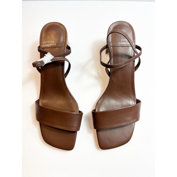 NWOB Jeffery Campbell Adapt Slingback Sandal Size 7.5 Brown Open Toe Chic - Picture 5 of 8